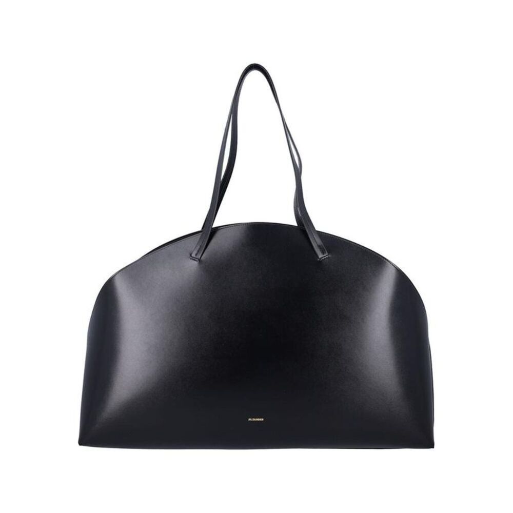JIL SANDER Arched Leather Shoulder Tote Bag Women 001 BLACK Handbags